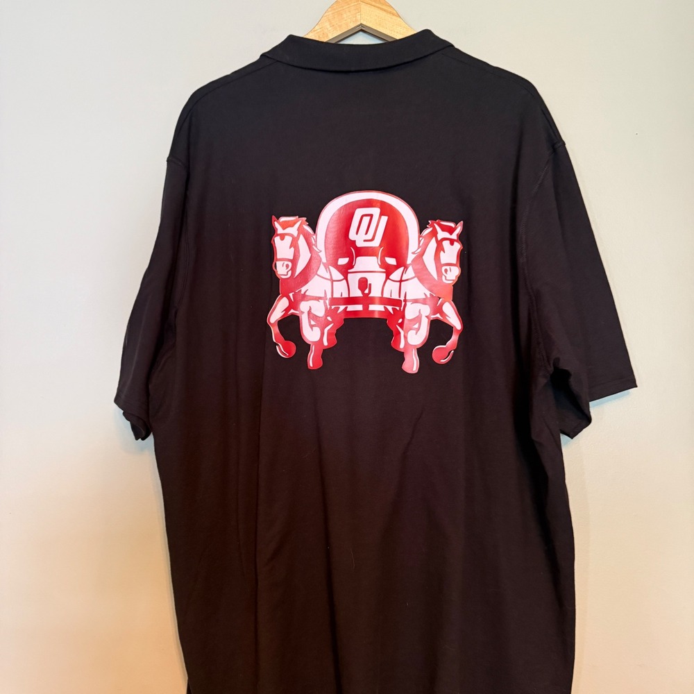 Hanes X-Temp Mens Oklahoma Sooners Polo Shirt Black 3XL Short Sleeve Football OU - Picture 2 of 8